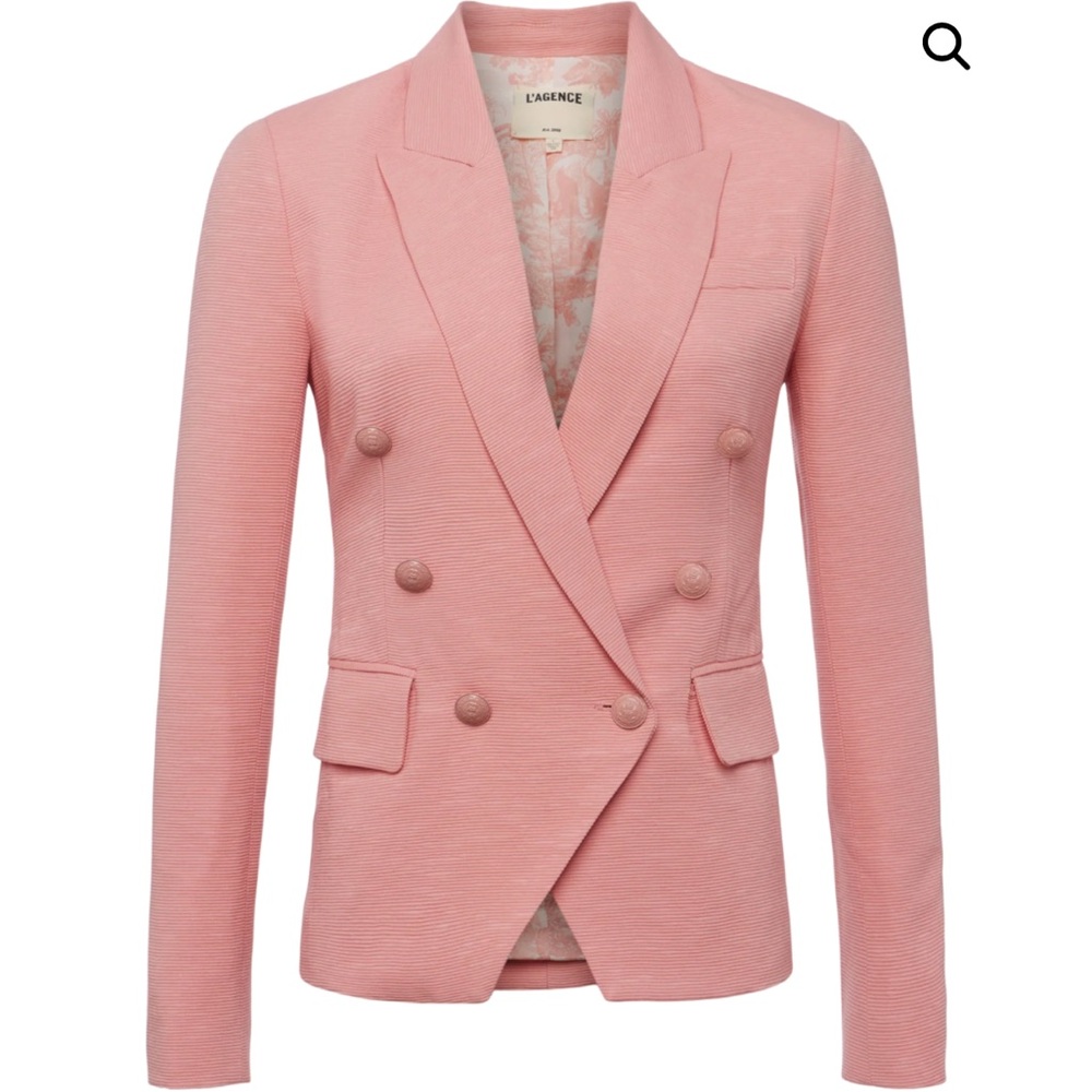 NWT L'AGENCE Kenzie Double Breasted Blazer Rose Tan Tropical Size 0